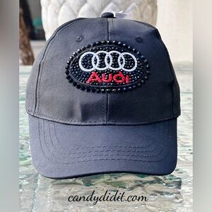 NWT Candy Did It! Handmade Black Audi Bling Logo Black Ball Cap